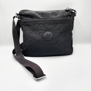 Kipling Sebastian Black Nylon Square Crossbody Messenger Shoulder Bag HB6877-OBT